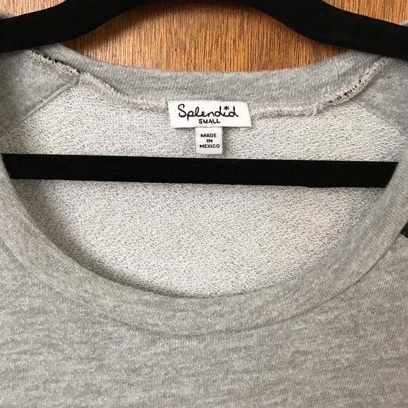 Splendid Heather Grey Faux Leather Trim Sweatshirt - Picture 4 of 4